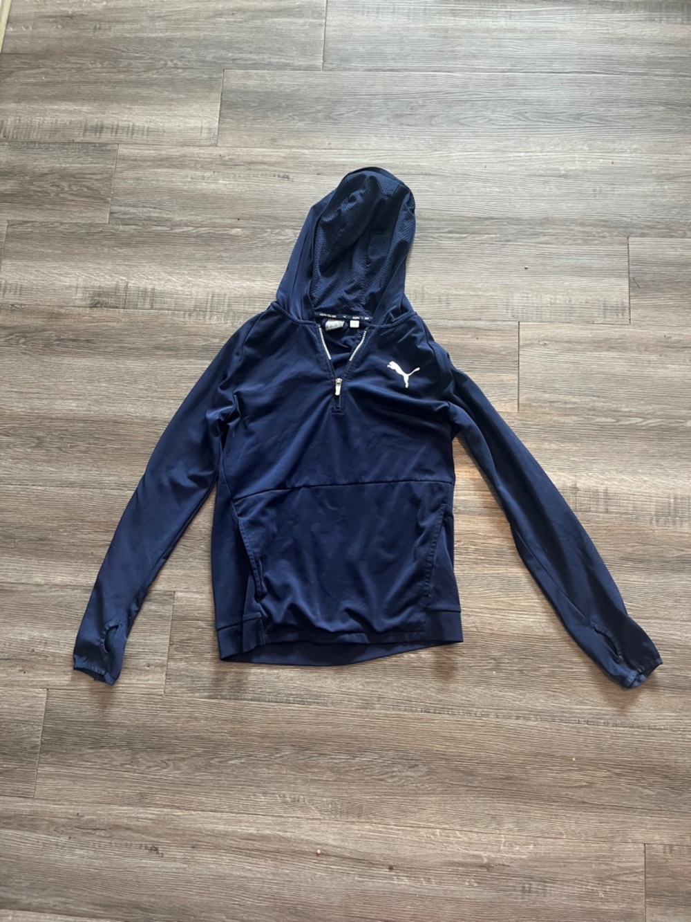 Puma Navy Half-Zip Hoodie with White Logo